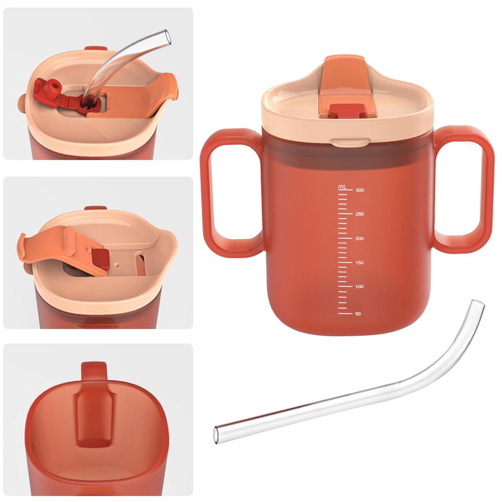 Elderly Care Cup 300ml Water Cup With Handles Mugs With Straw Unspillable Cup Anti-choking Recovery Feeding Cup Drinking Cup