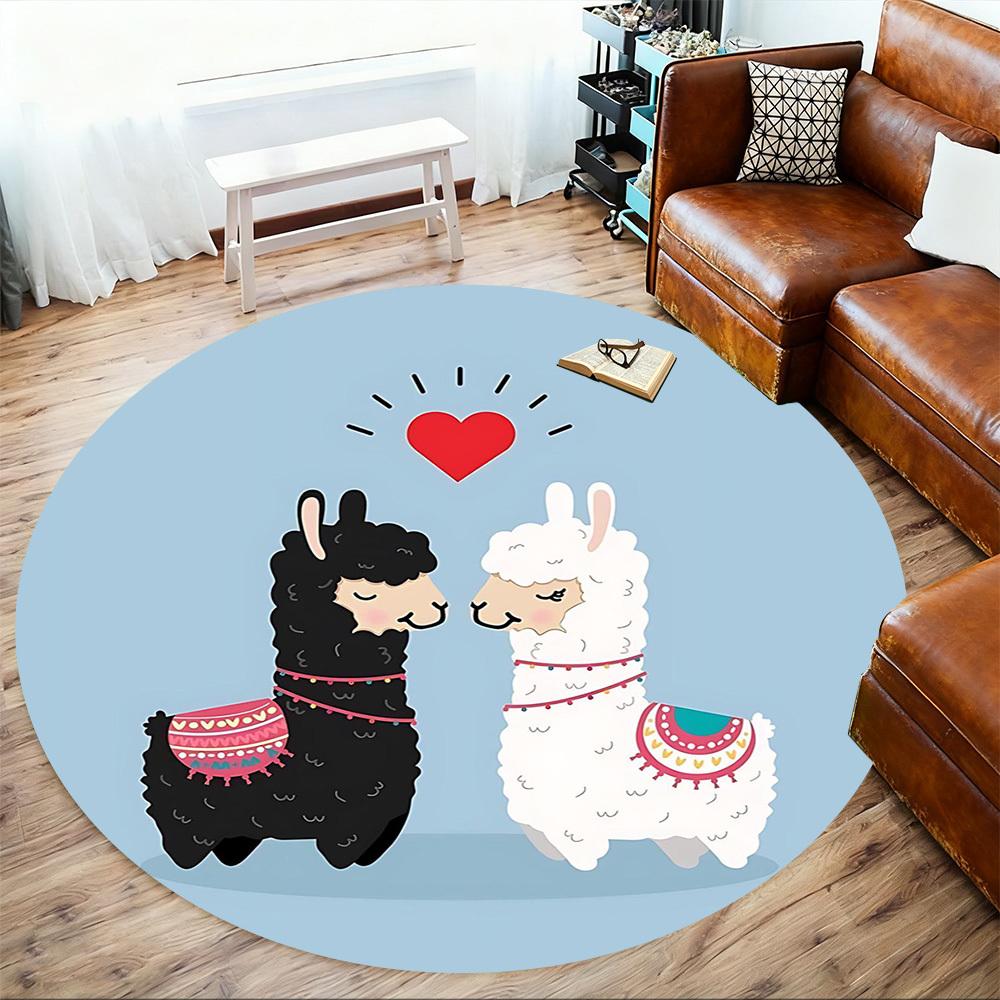 1pc llama love Round Chair mat Area Rug - Non-Slip, Floor Mat for Office, Bedroom, and Indoor Decor c1125021