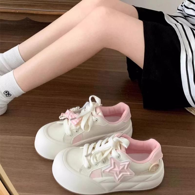 Kids Star and Bow Decor Thick Sole Casual Sneakers 28 розовый