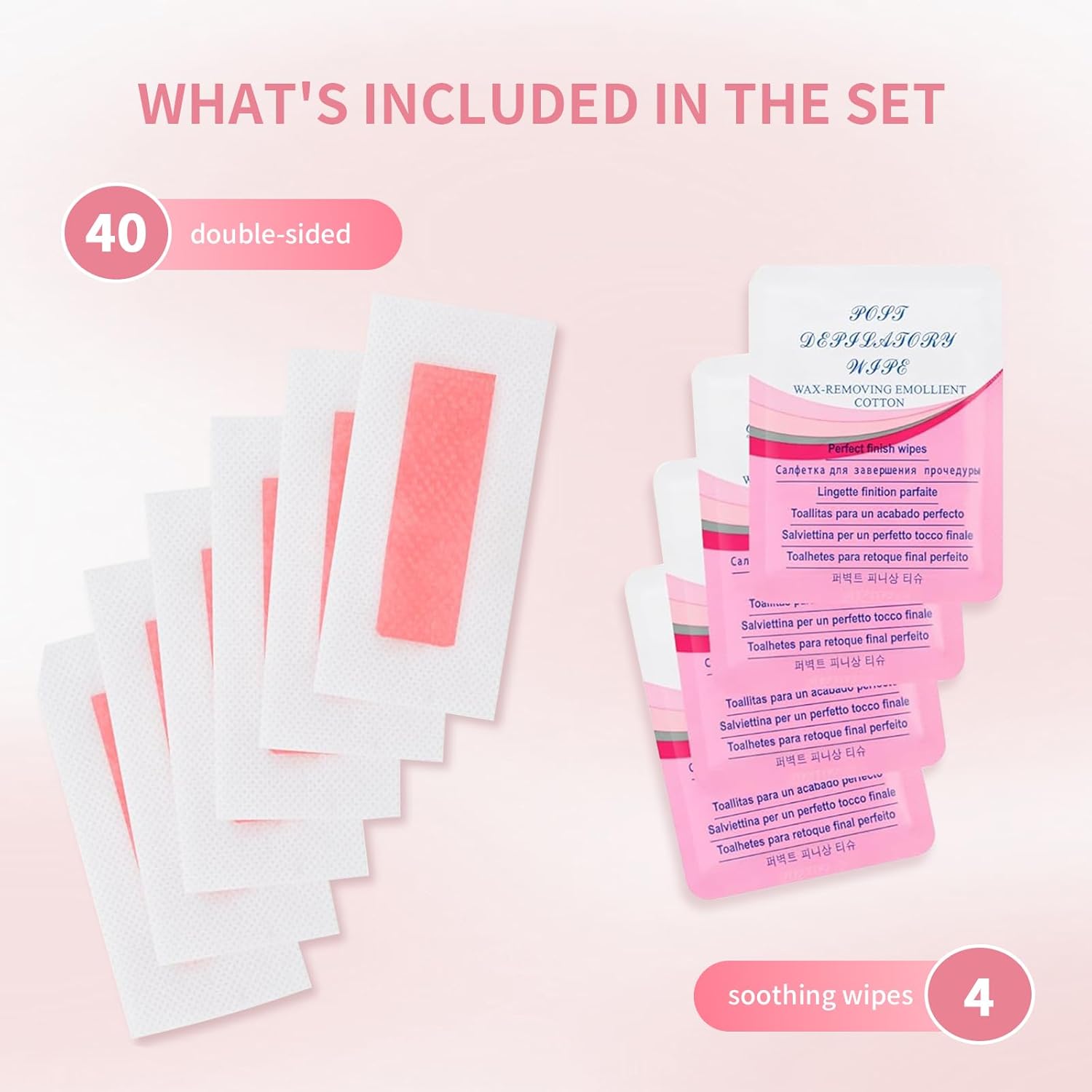 80 Pcs Wax Strips for Hair Removal, Facial Hair Removal Waxing Strips Kit for Women Face, Gentle Fast Wax Strips for Bikini, Chest, Body, Arms, Legs,