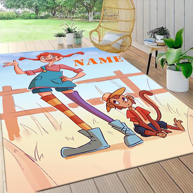 Custom Name Pippi Horse Adventure Carpet Rug Customizable Soft Washable Anti-Slip Home Living Room Sofa Mats Personalized Rug. 0909326