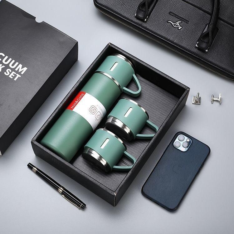 

A Cup Of Three-Lid Set, Thermos Cup, Water Cup, Business Gifts, Batch Company Advertising, Silk Screen Printing 500 зелений