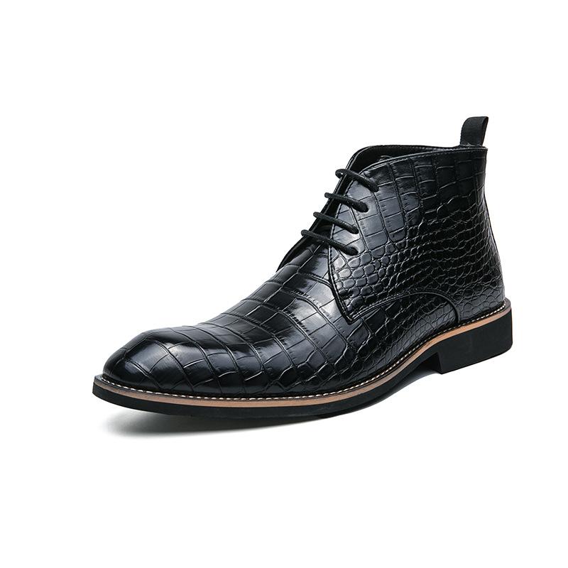 

Autumn and winter fashion high-top leather boots casual Chelsea boots lace-up large size polished Martin boots 8612-H 38