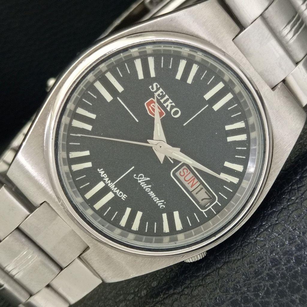 GENUINE VINTAGE SEIKO 5 AUTOMATIC 7019A JAPAN MENS BLACK DIAL WATCH a702120-5 R208-a702120