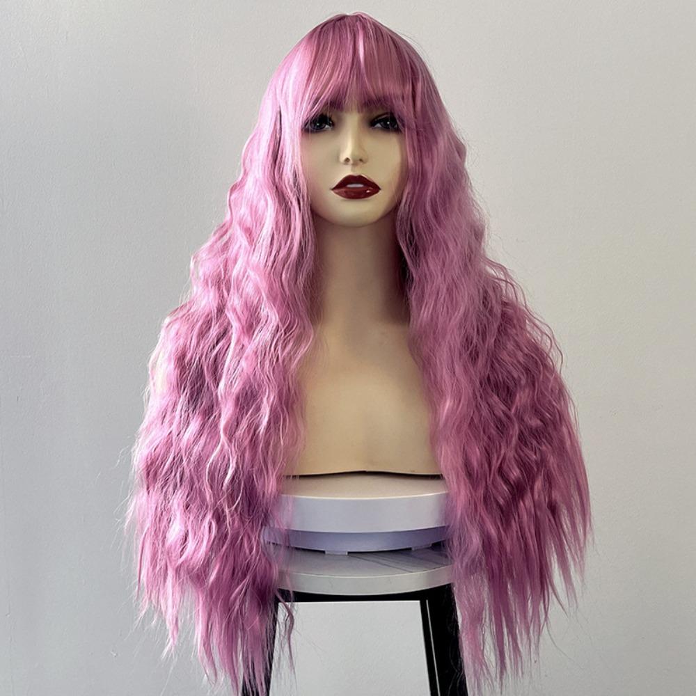 Halloween Long Water Wave Wig Cosplay Women Layered Wigs Orange Brown Gold Curly Wigs  Carnival