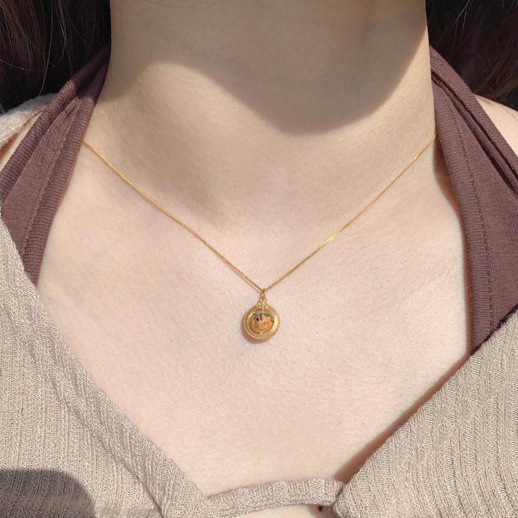 Zakiram Transfer Bead Necklace Pendant Collarbone Chain Advanced Sense Lucky Lucky Tibetan God of Wealth Chinese Style Girl