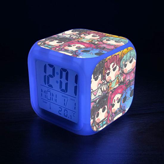 Small Digital Alarm Clock with LED Display for Bedrooms Bedside Battery Operated Electric Clock with Large Number Display Anime Therm Desk Decor for
