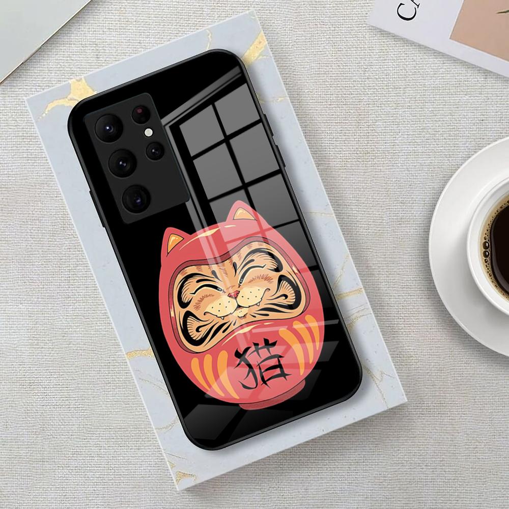Daruma Phone Case For Samsung S25 Edge Ultra 23 22 21 20 Ultra Plus S24 Fe A54 53 25 Glass Cover
