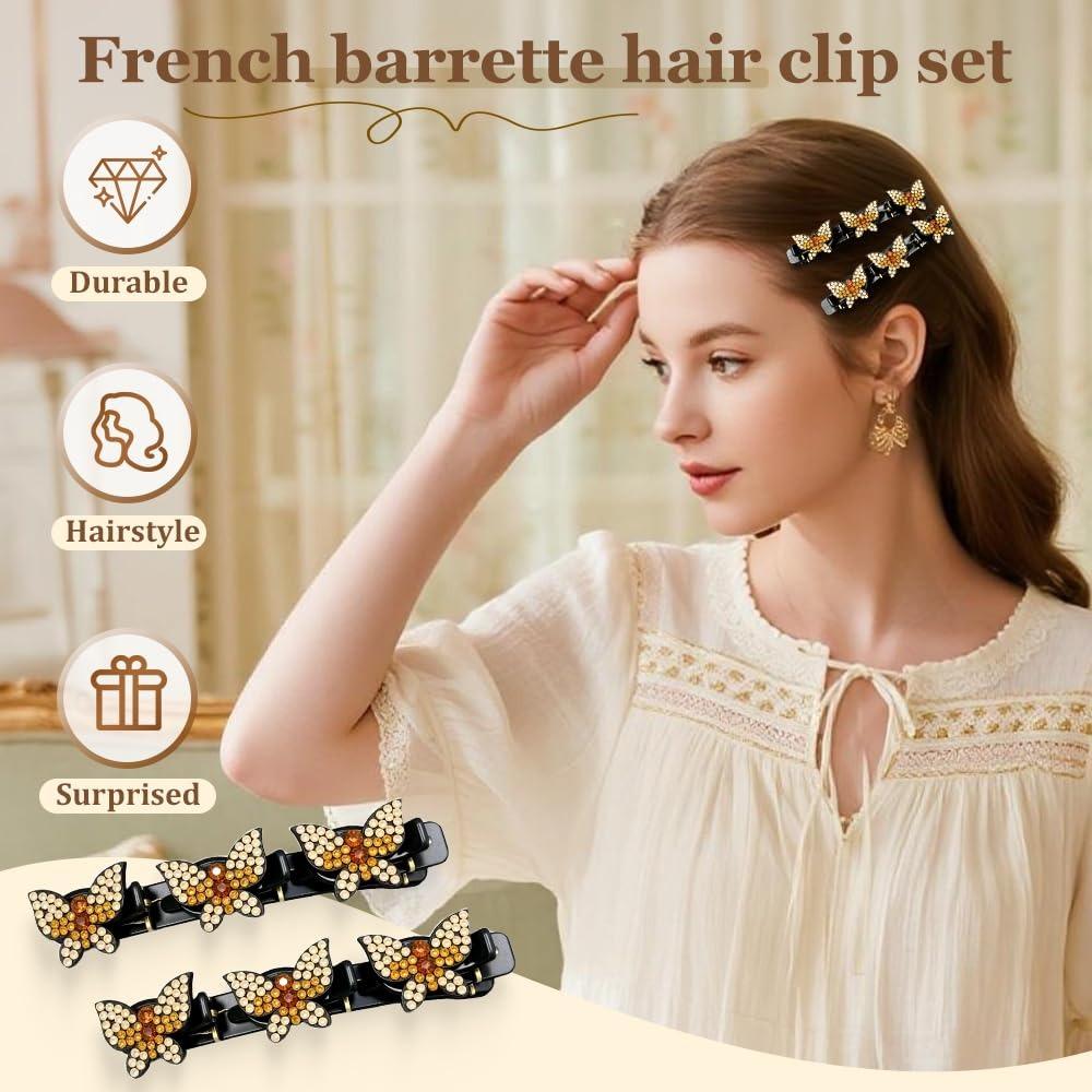 Sparkling crystal woven hair clip, 2025 new rhinestone woven hair clip, suitable for women and girls, sparkling crystal butterfly hair clip.