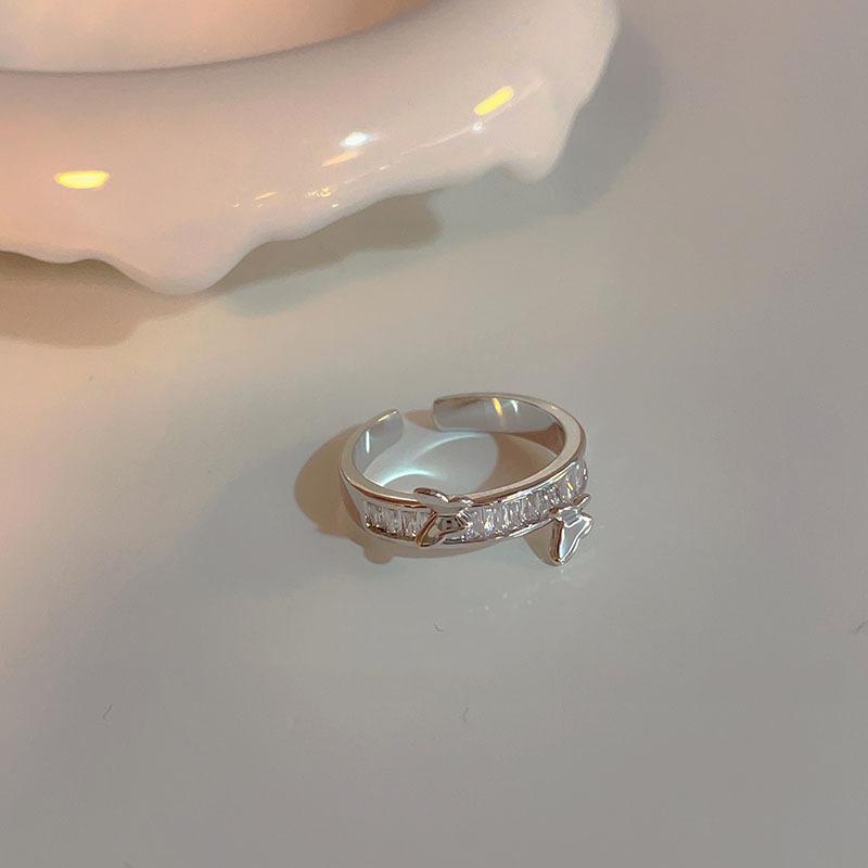 Personalized Round Circle Open Ring Versatile Fashion Zircon Index Finger Ring Geometric Combination Set