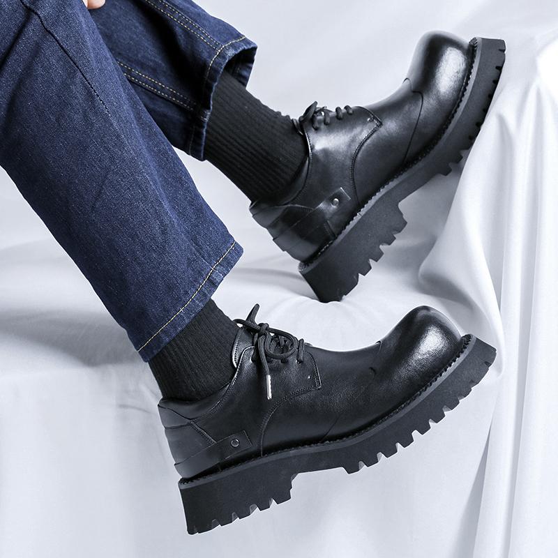 Derby Pánské boty na silné podrážce Módní minimalistický styl Outdoor Trendy Párty kancelář ulice mládež Kvalitní Černé Denní boty