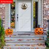 Happy Halloween Witch Gnome Pumpkin Round Wooden Hanging Sign, 2D Flat Printed Halloween Bat Wall Door Ornament, Spooky Farmhouse Holiday Decor Gift