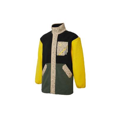 Puma Paisley Kaschmir Muster Panel Tasche Patchwork Plüsch Fleece Kragenjacke Mit Logo Herren Oberbekleidung Zitronengelb 534984-51