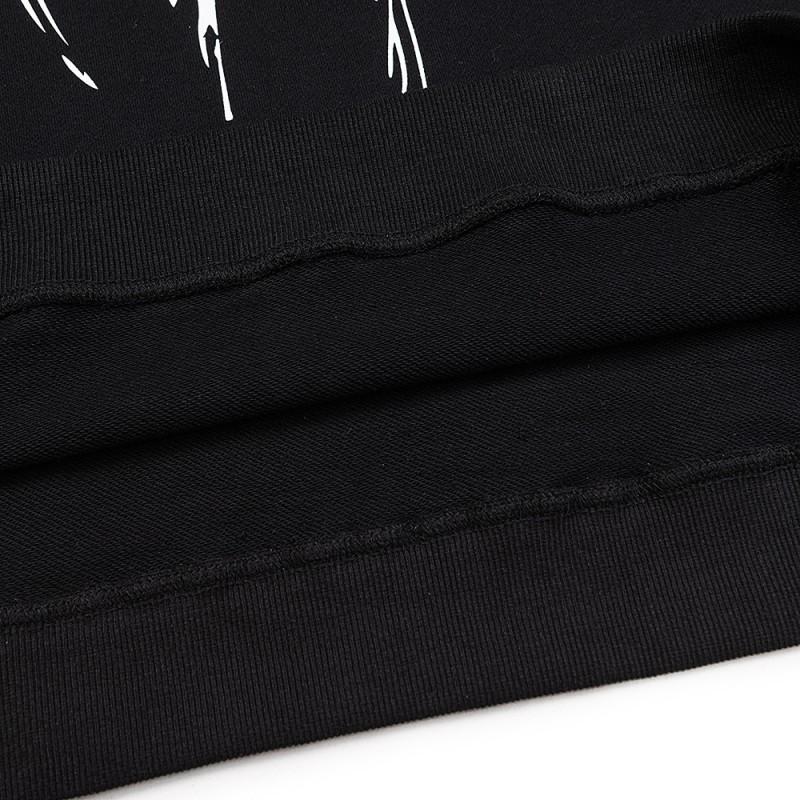 Unisex Oversized Hooded Sweatshirt Black Streetwear Cotton Graphic Print Loose Fit Winter Casual Pullover