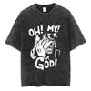 Vintage Washed TShirt Men Summer Hip Hop Streetwear T-shirt JoJo Bizarre Adventure Anime Print Cotton Casual Short Sleeve T-shirt Daily Wear Cool Top