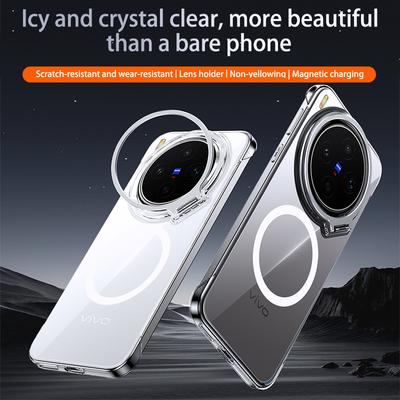 Electroplating Transparent for Magsafe Wireless Charging Phone Case for VIVO X300 X300Pro Frameless Lens Holder Protective Cover