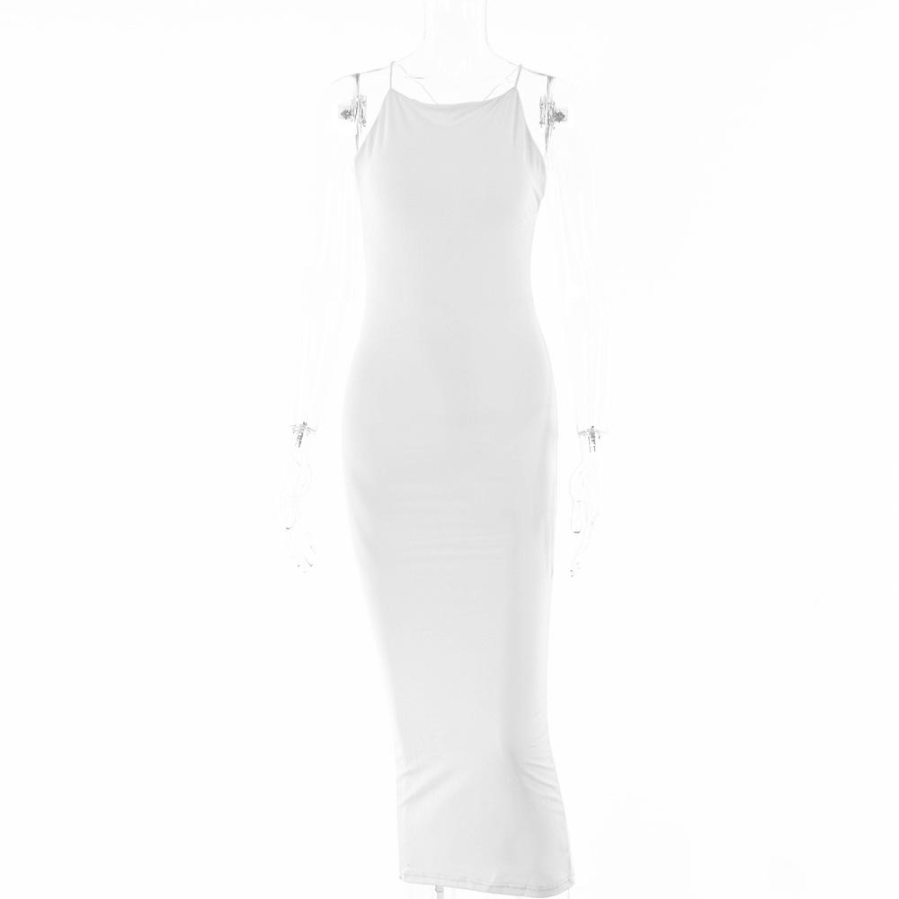 European and American women s summer dress female sexy suspender backless temperament split step skirt sexy babes S