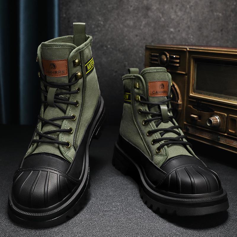 Men's Anti-Collision Shell Toe Martin Boots - Canvas Work Boots for Autumn/Winter 2023