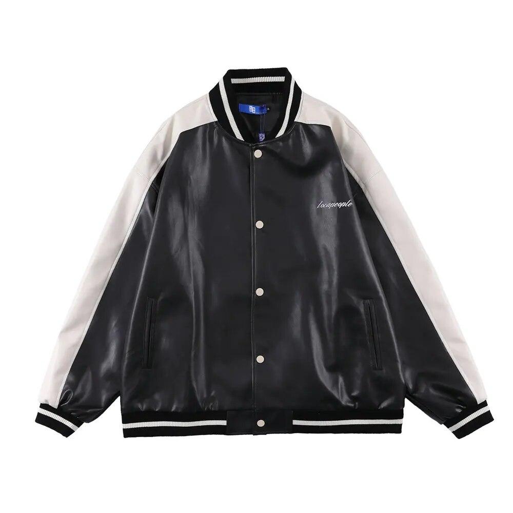 

PU Leather Jacket Men Korean Style Patchwork Motorcycle Bomber Jacket Coat 2022 Spring Harajuku Streetwear Men s Clothing