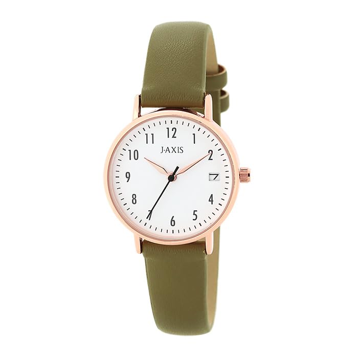 Daily Watch with Date Easy To Job Khaki J-AXIS Display, Simple, Basic, Read, Business, Hunting, Student, Unisex, (CF3B0029)