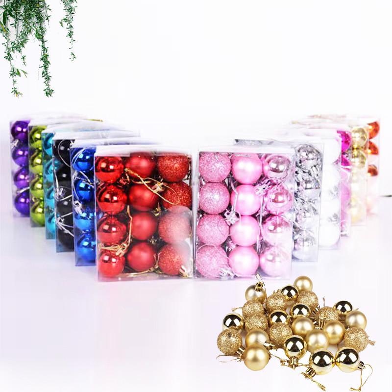 30mm Pack 24 Christmas Matte And Glitter Decor Ball Festival Props Atmosphere