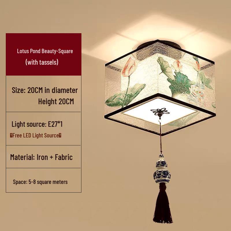 LED Ceiling Light for Balcony, Hallway, or Bedroom - New Chinese Style Small Pendant Light
