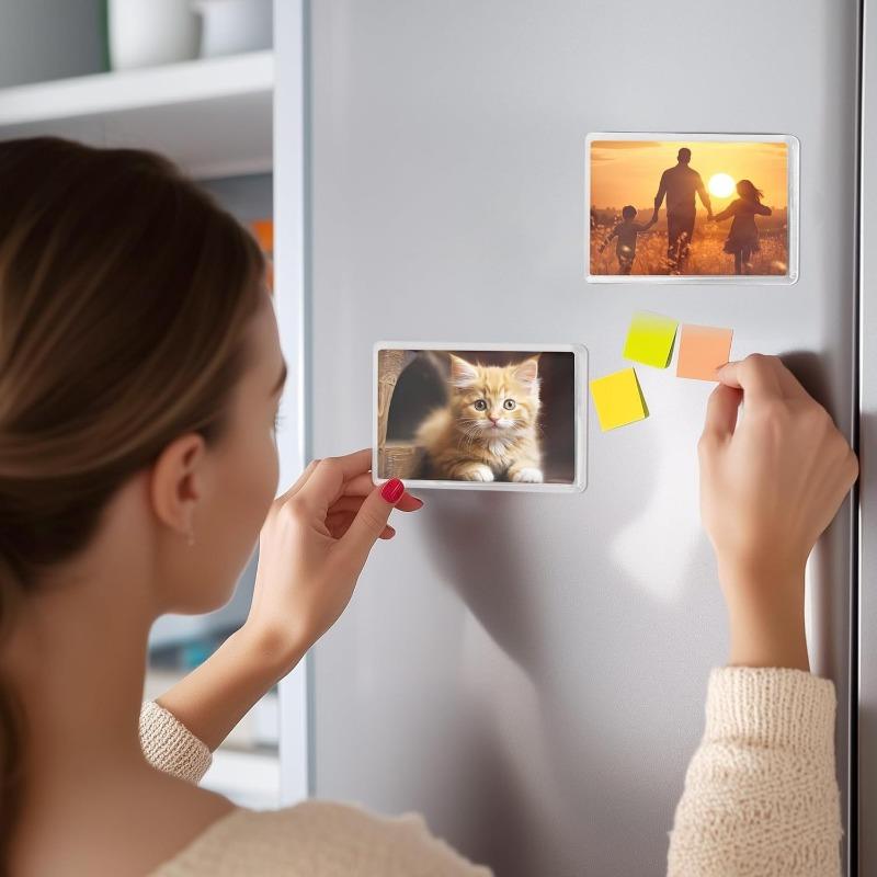 15pcs Blank Picture Frame, Insert Refrigerator Magnet, Semi-Transparent Transparent Acrylic Blank Refrigerator Small Picture Magnet