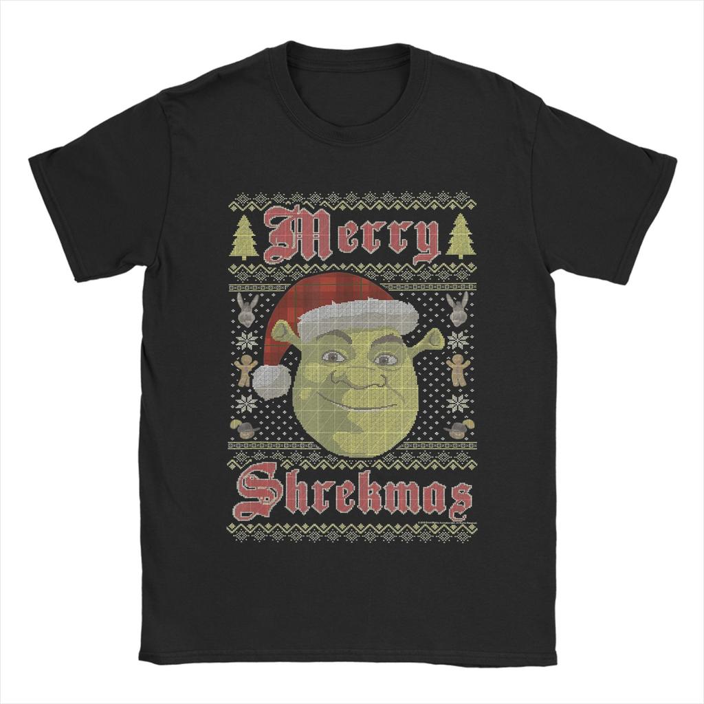 Ganzjahres Shrekes Frohe Shrekmas Ugly Sweater Stil Weihnachtsshirt Für Unisex 100% Baumwolle T-Shirts Kurzarm Kleidung