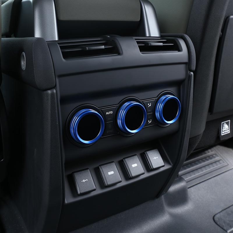 For Land Rover Defender 110 130 Car Styling Aluminum Alloy Back Row Air Conditioning Knobs Trim Ring Car