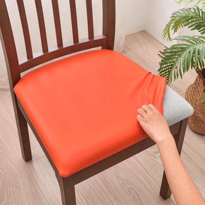 1pc Waterproof Pu Chair Cushion Cover For Kitchen Dining Room Leather Seat Cover Dining Room Chair Seat Cushion Cover
