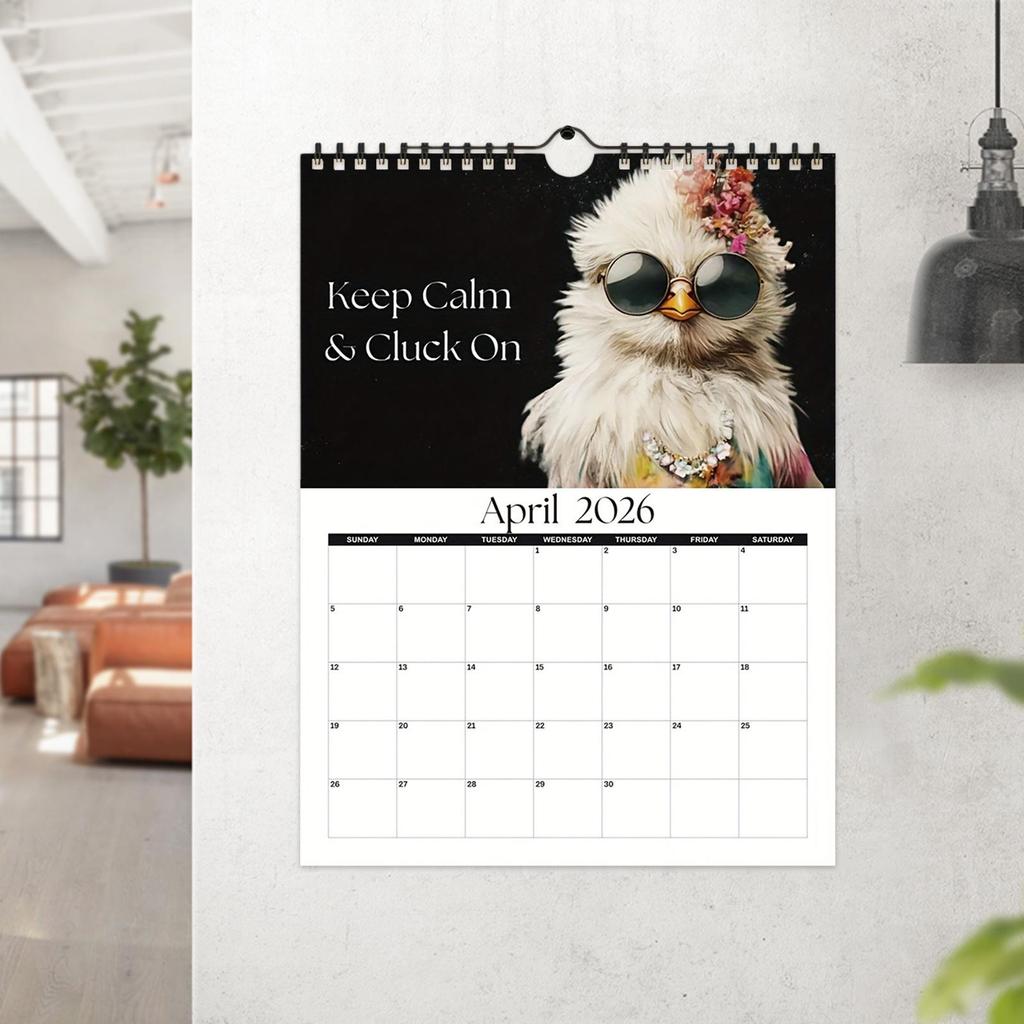 2026 New Year Wall Calendar Fun Chicken-Themed Calendar For Home Office Decorations Wall-Mounted Calendar 2026 Gifts For Friends