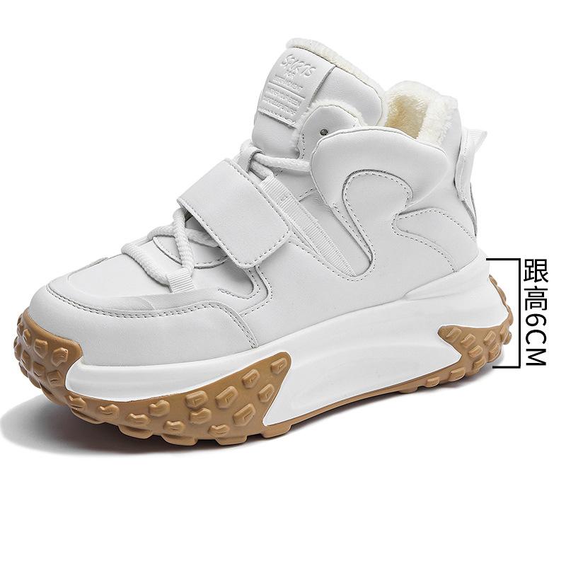 Plus Velvet Daddy Schoenen Dames Nieuwe Dikke Zool All-Match Casual Schoenen Hoge Top Interne Hoogteverhoging Kleine Witte Schoenen Dames 36 white