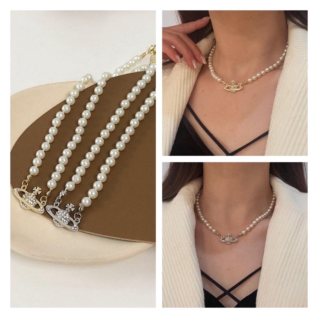Pearl Saturn Vintage Clavicle Chain Necklace Pendant Jewelry Accessory Girl Gift