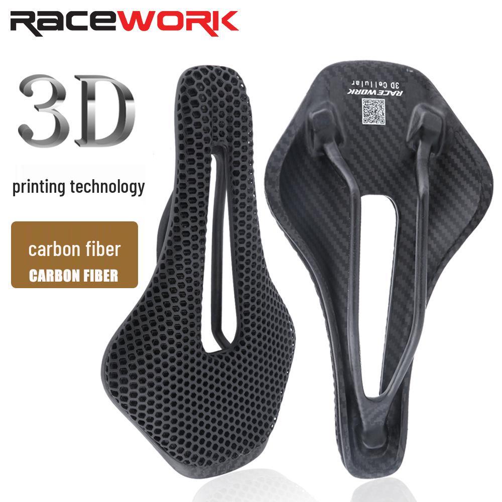 

RACEWORK 3D Carbon Fiber Hollow Bicycle Seat Cushion - Ultra-light Saddle for Mountain & Road Bikes 255*150 mm