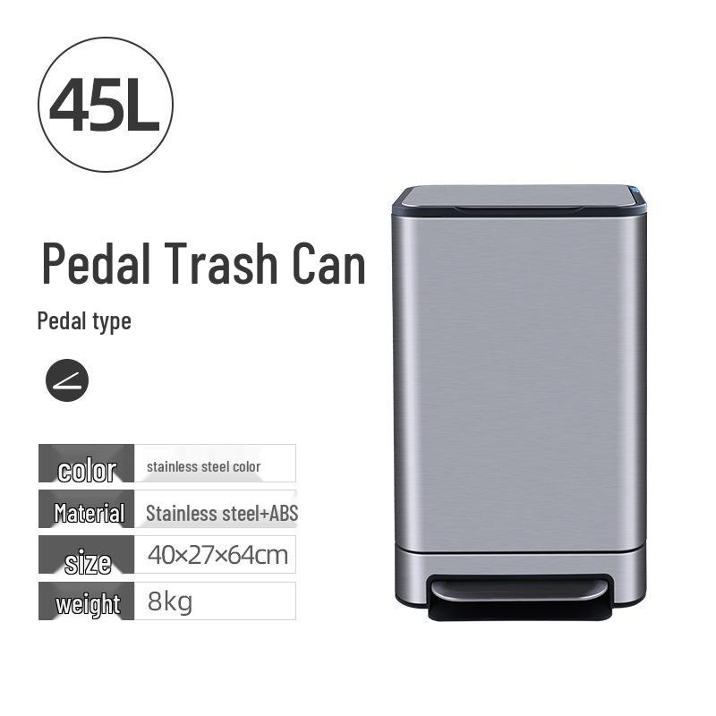 Stainless Steel Pedal Trash Can with Lid for Kitchen, Living Room, Office - Large Size Commercial Bin