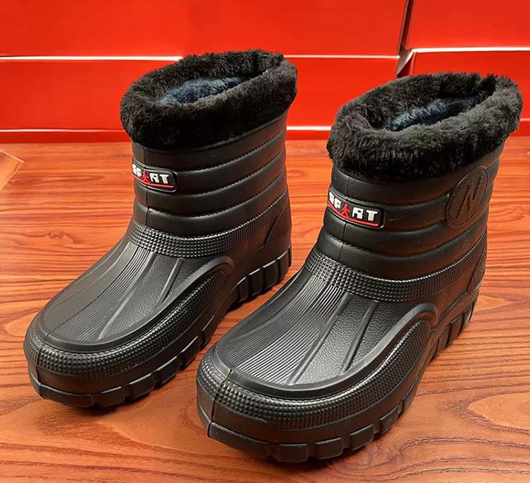 

Мужские зимние утепленные водонепроницаемые сноубутсы, хлопковая подкладка для тепла, круглый носок, повседневные высокие рабочие ботинки, подошва из ЭВА 43 чёрный