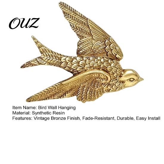 Living Room Wall Decoration Gold Swallow Decor, Resin Flying Bird Sculpture, Vintage Decor 3D Art for Bedroom Home Ornaments