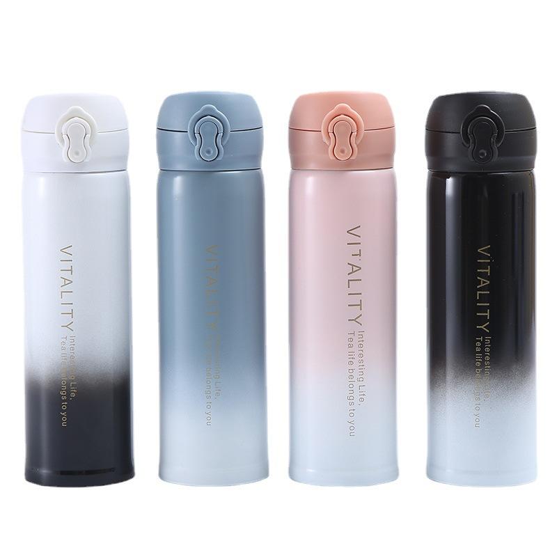 High Value Gradual Change Color 304 Stainless Steel Thermos Cup Creative Bouncing Handheld Straight Cup Mini Compact Pocket Cup