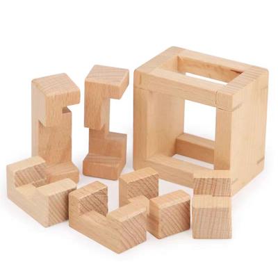 Educational Disentanglement Toys Interlocking Puzzle Cube Wooden Brain Teaser for Adults Kids IQ Test Games Creative Gifts