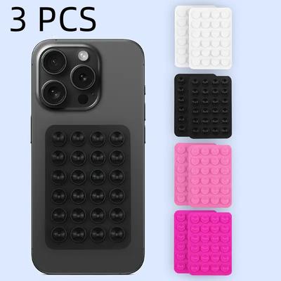 Lot de 3 supports de téléphone à ventouse en silicone, carrés, simple face, 24 supports mobiles