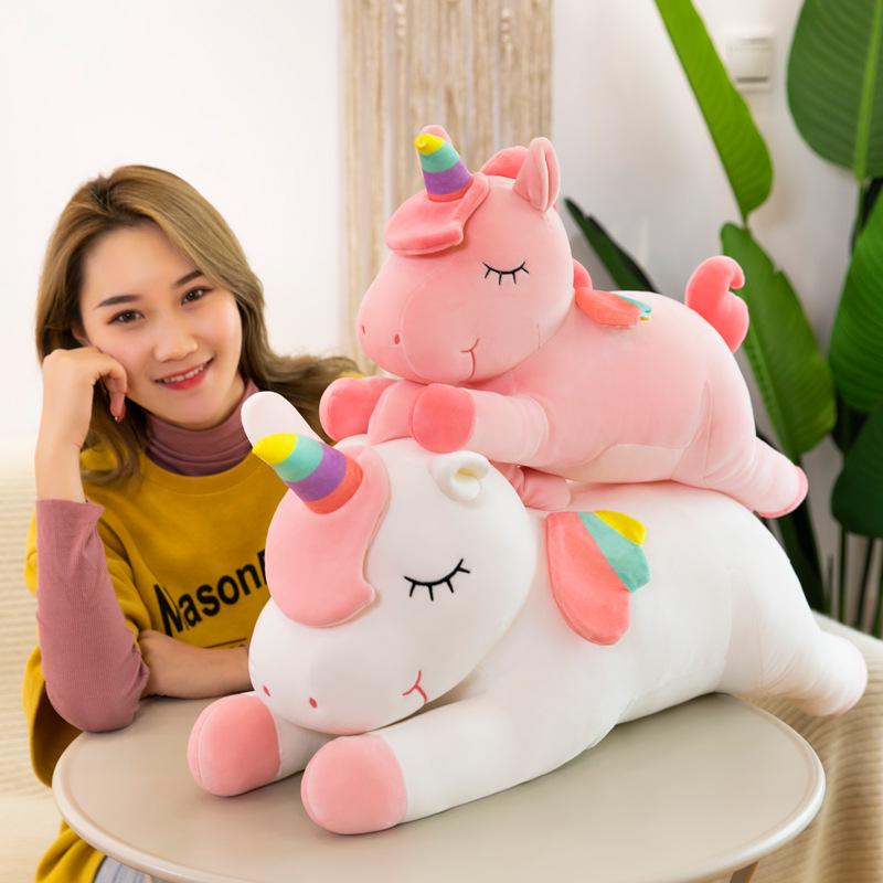 Angel Unicorn Rainbow Pony Plush Pillow Doll - Pink Heart Edition