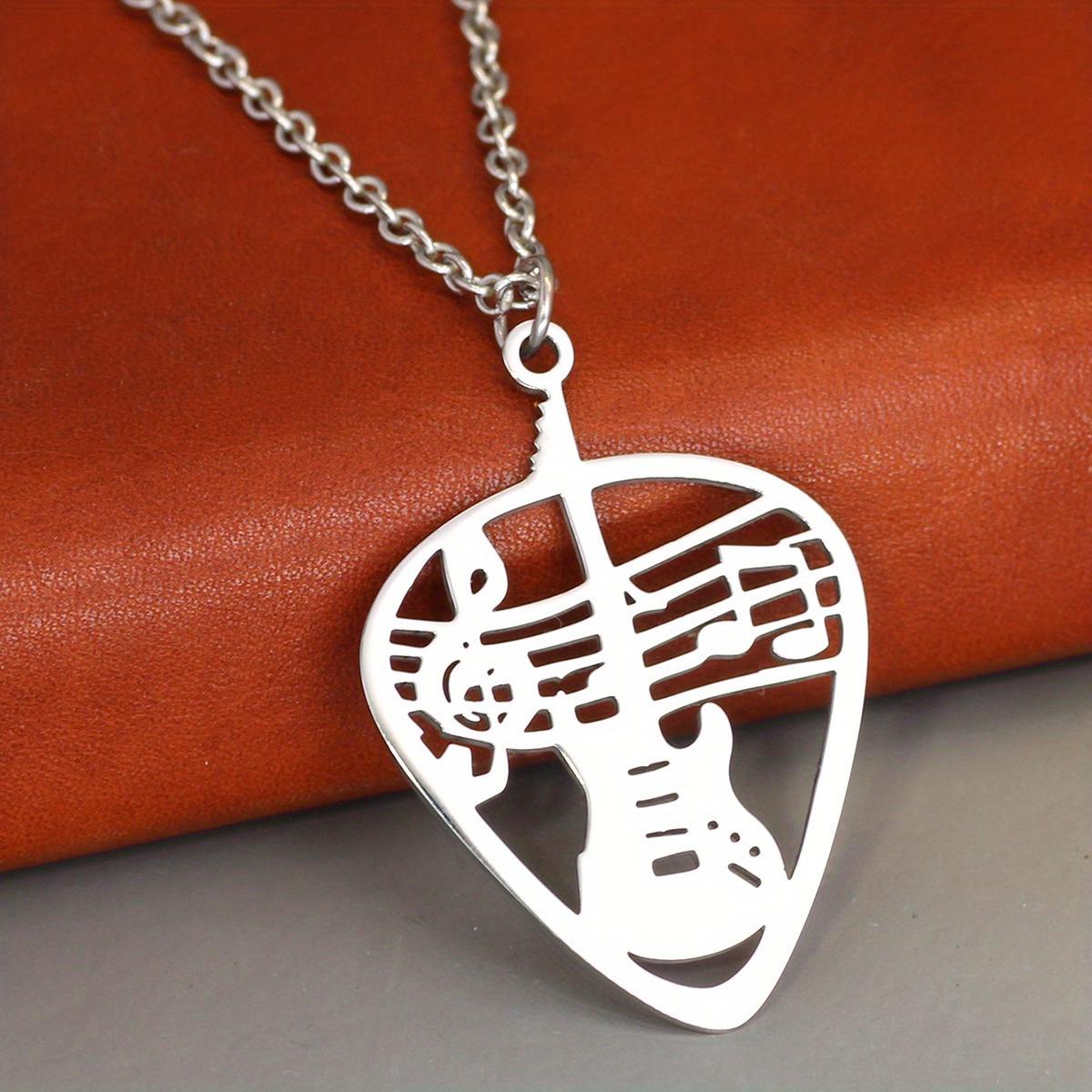 Stainless steel note guitar logo retro necklace men s pendant necklace accessories