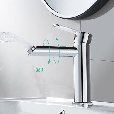 Rotatable Bathroom Faucet Solid Copper Bathroom Basin Faucet Cold and Hot Water Mixer Sink Tap Single Handle Deck Mounted Tap