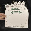 Baby First Christmas Footprint Board Infant Footprint Mistelzweige Holzschild DIY Neugeborene Jungen Mädchen Fußabdruck Kunst Handwerk Board Neue Mama Andenken Geschenk