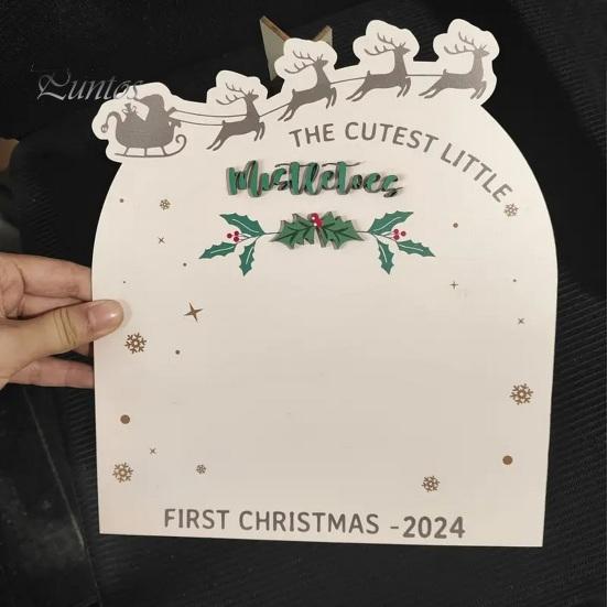 Baby First Christmas Footprint Board Infant Footprint Mistelzweige Holzschild DIY Neugeborene Jungen Mädchen Fußabdruck Kunst Handwerk Board Neue Mama Andenken Geschenk