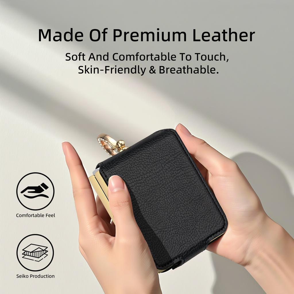 Für Samsung Galaxy Z Flip7 5G Hülle PU+PC Schutzhülle mit Fingerhalter