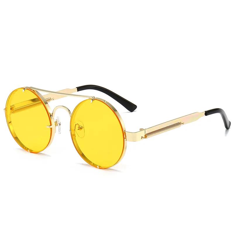 Metal Round Steampunk Rimless Sunglasses Women Fashion Brand Designer Vintage Elastic Sun Glasses For Men Lentes