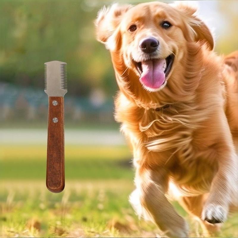 Professional Pet Stripping Stainless Steel Wooden Handle Cat Dog Hair Shaving Plucking Comb Grooming Supply 3