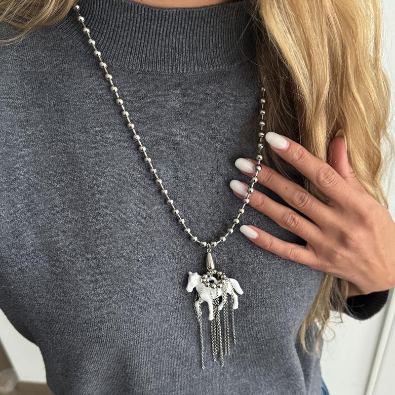 Fashion Sweet Pony Necklace Colorful Horse Pendant for Girls Party Event Birthday Present