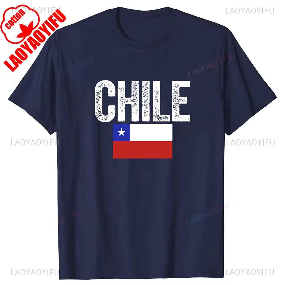 Chile Flagge Stolzer Chilene Aufdruck T-Shirt Herren Damen Baumwolle Humor Streetwear T-Shirt Kurze Ärmel Unisex Locker Kleidung Herren